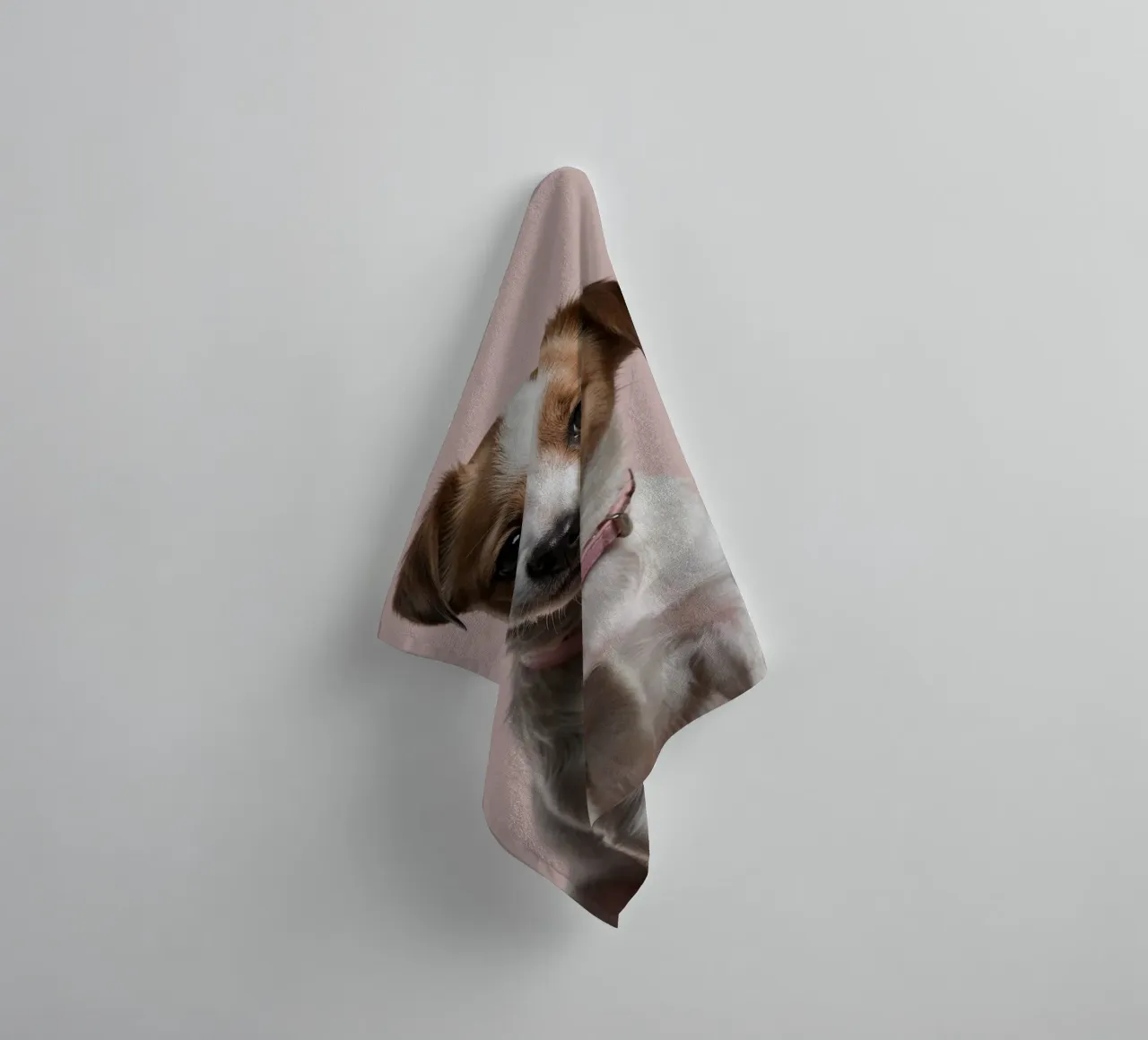 Portrait of a young puppy with a pink collar | Work 63 towel by Paws & Portraits