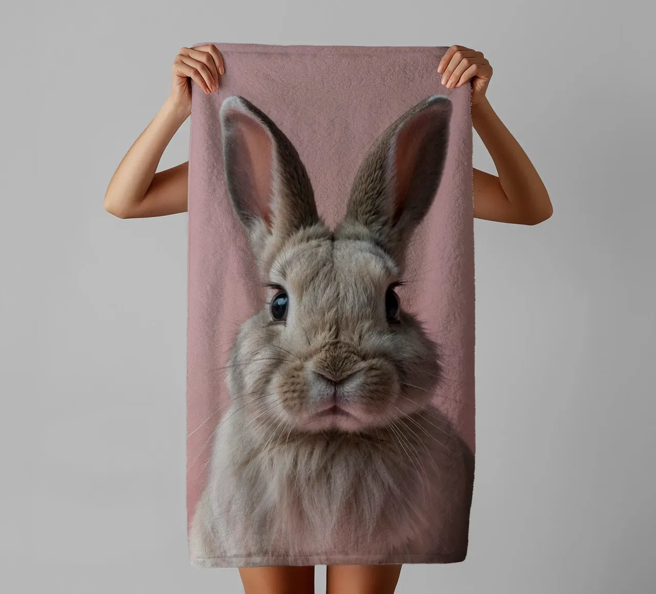 Portrait of a cute rabbit | Work 65 towel by Paws & Portraits
