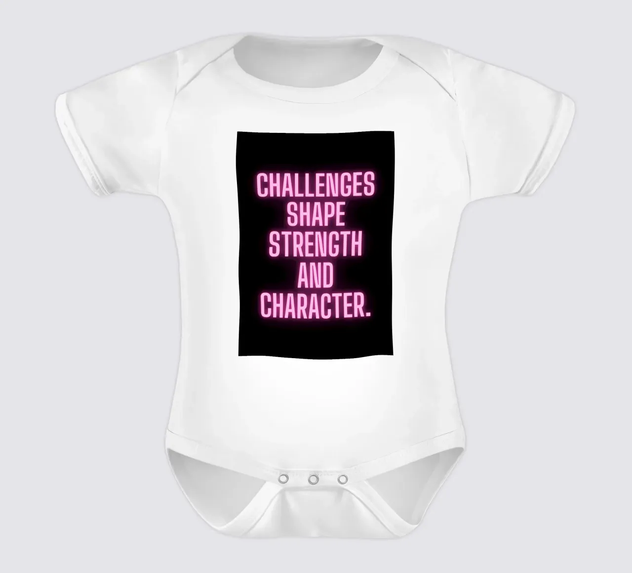 Rise Above: Challenges Shape Your Strength" short-sleeve baby romper by Artistic-shop