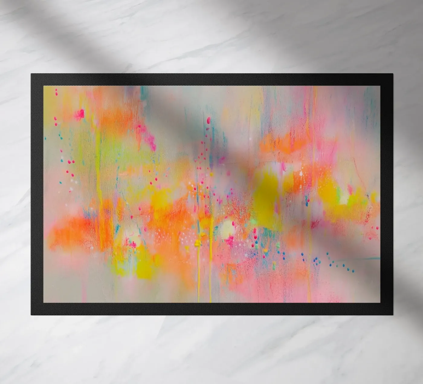 Neon gelbe Strukturen Fußmatte von Carinaprint