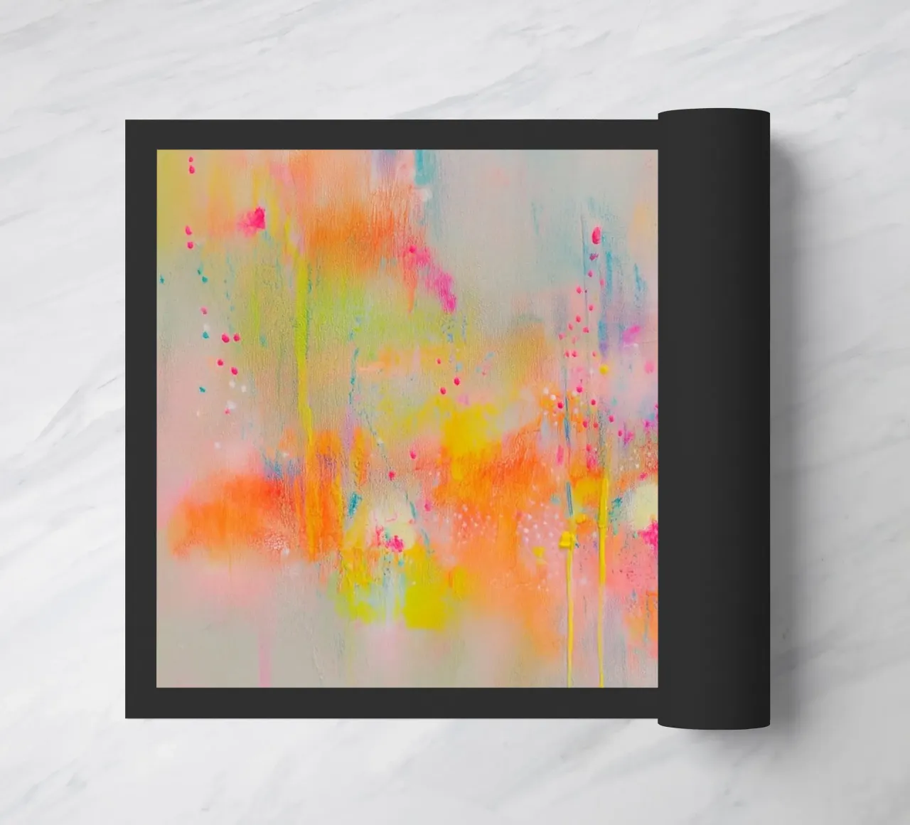 Neongeel structuren deurmat van Carinaprint