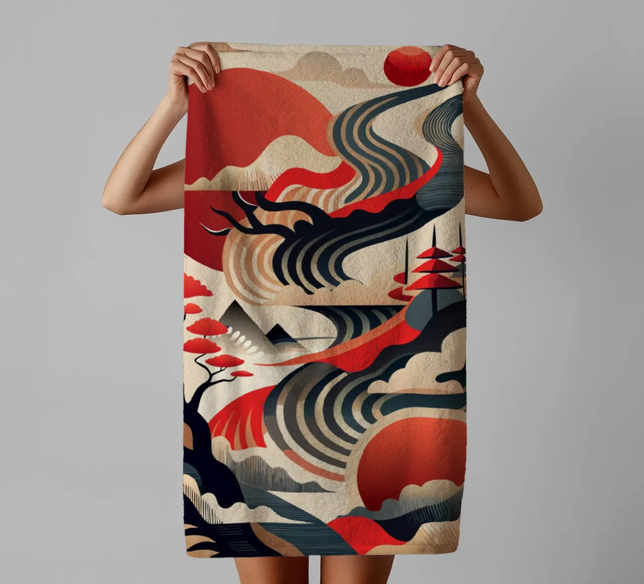 Correnti cremisi di Kintsugi asciugamano da bagno da Artistic-shop