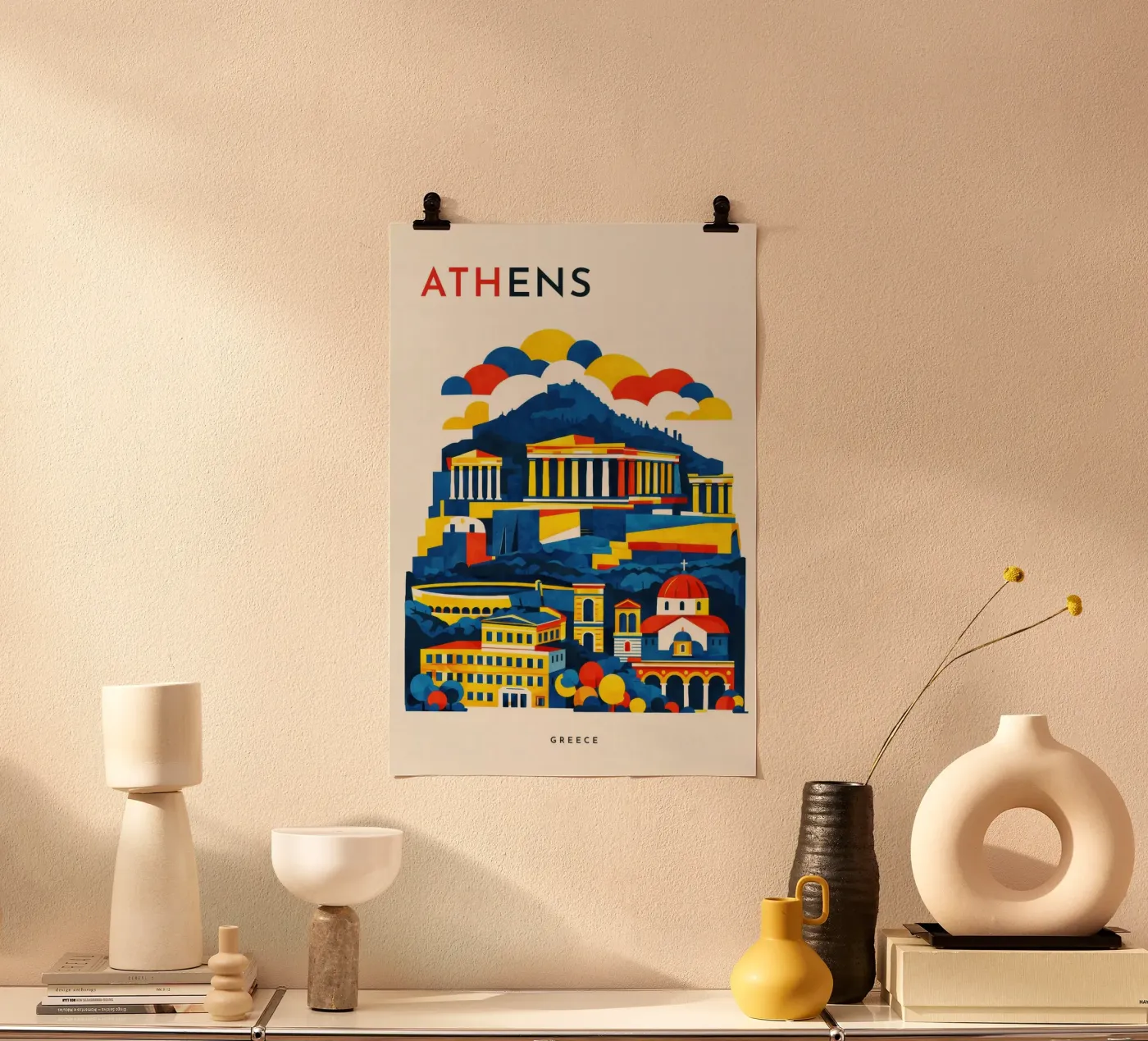Athens Flat Poster von Art Unleashed