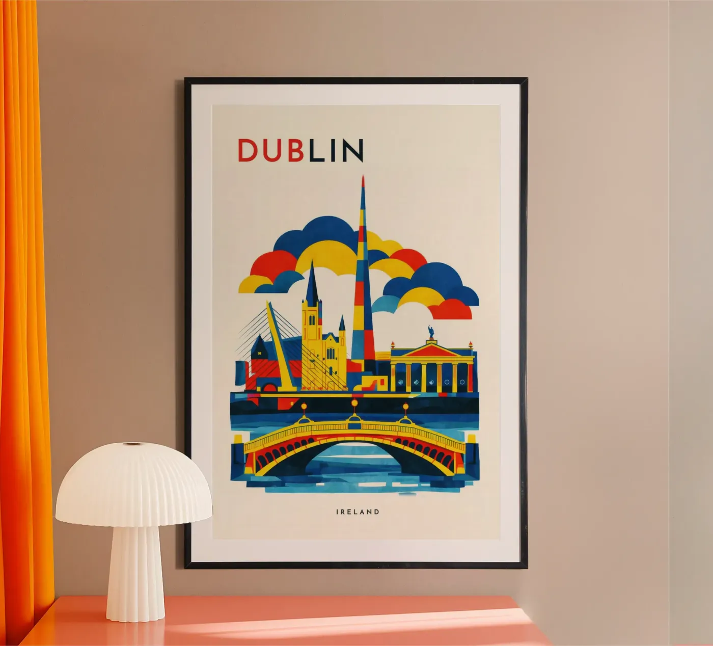 Dublin Flat Poster von Art Unleashed