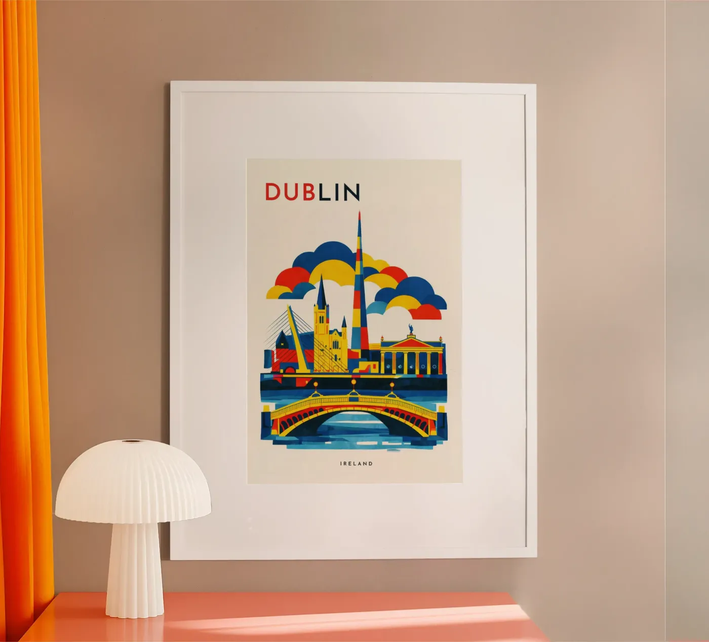 Dublin Flat Poster von Art Unleashed
