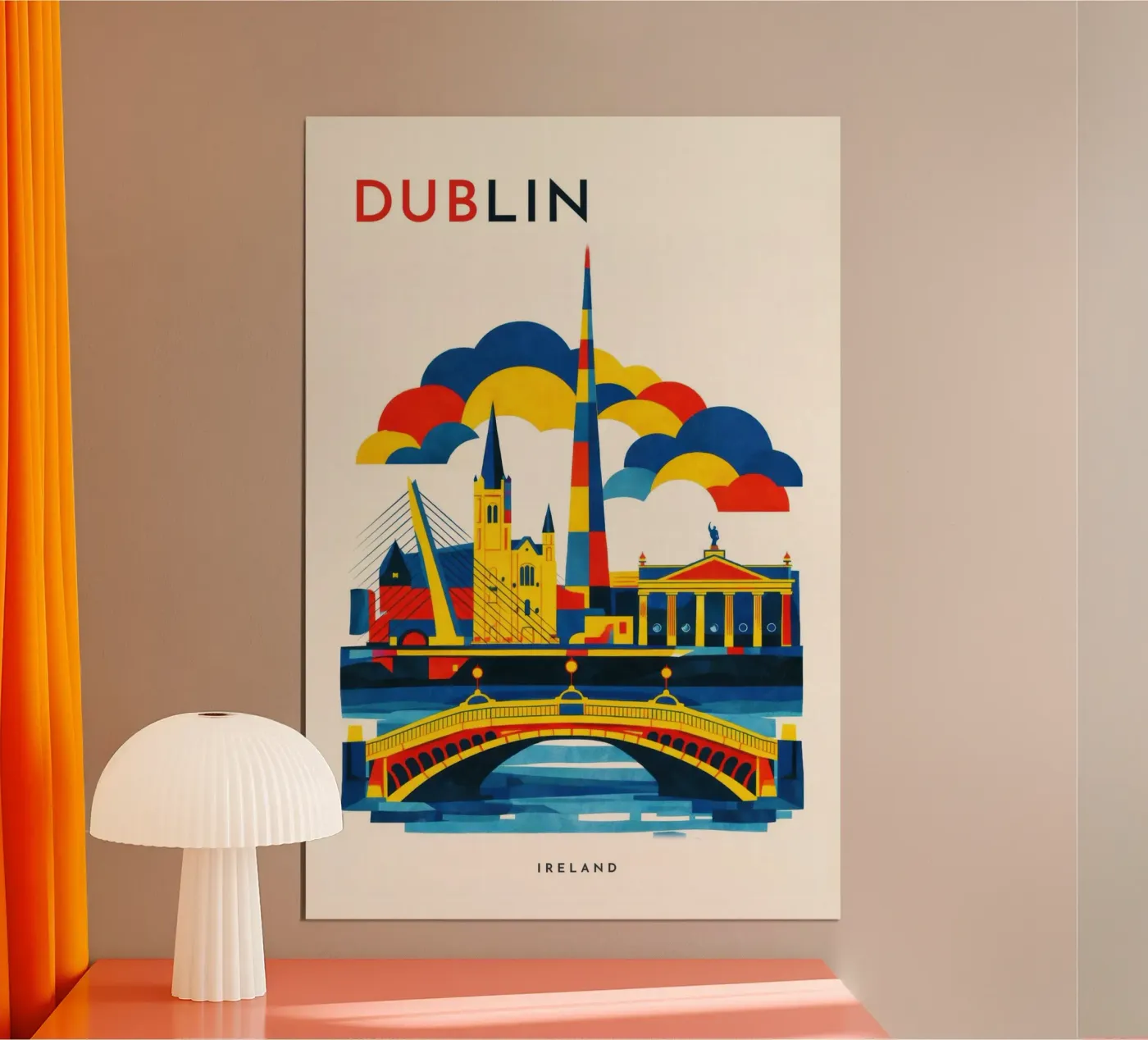 Dublin Flat Poster von Art Unleashed