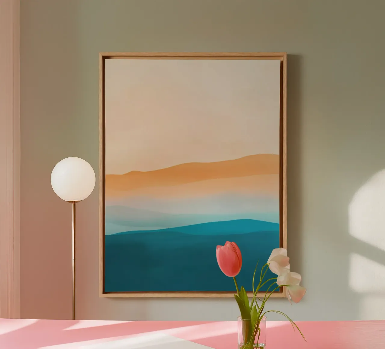 Abstract zeelandschap canvas met Baklijst van Little Things