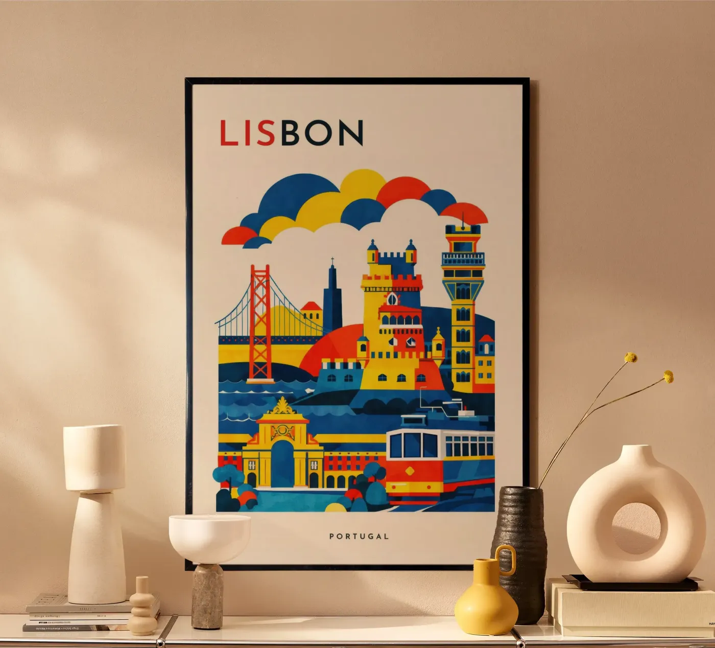 Lisbon Flat Poster von Art Unleashed