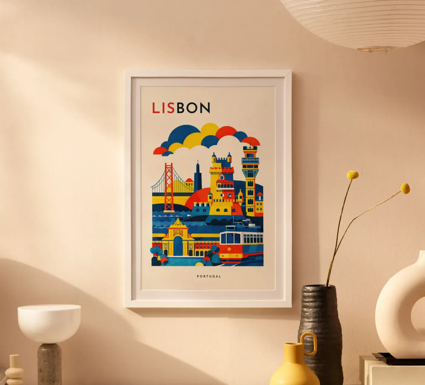 Lisbon Flat Poster von Art Unleashed