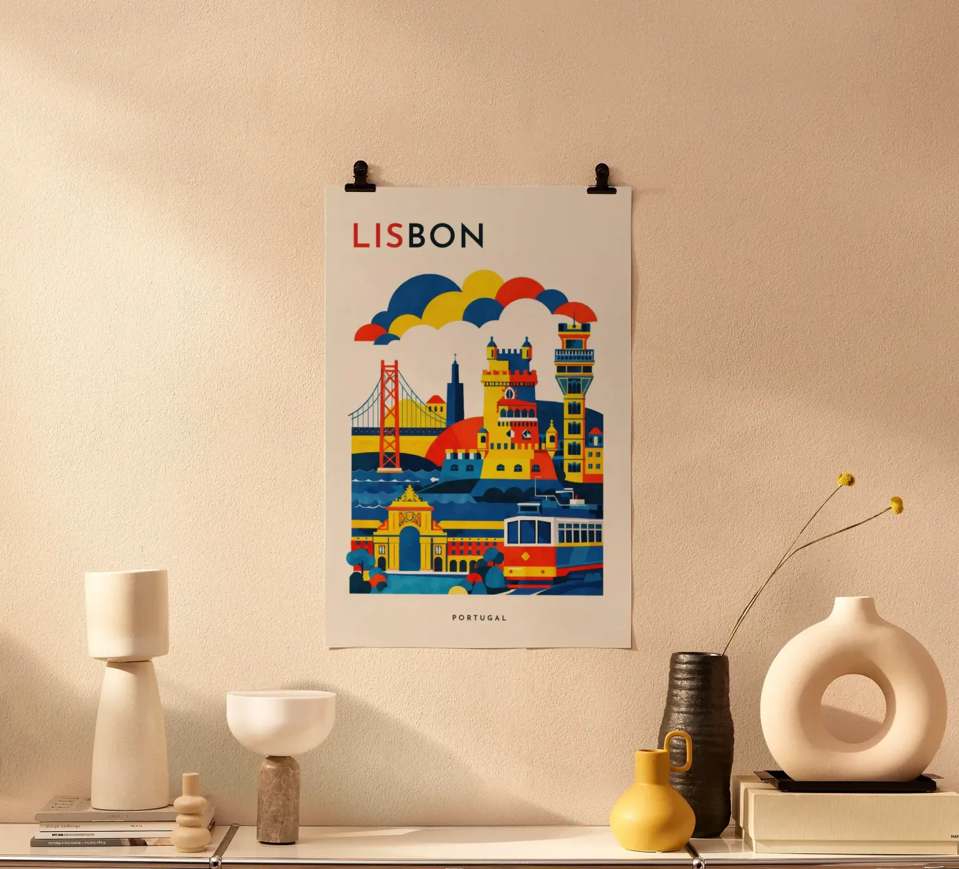 Lisbon Flat Poster von Art Unleashed