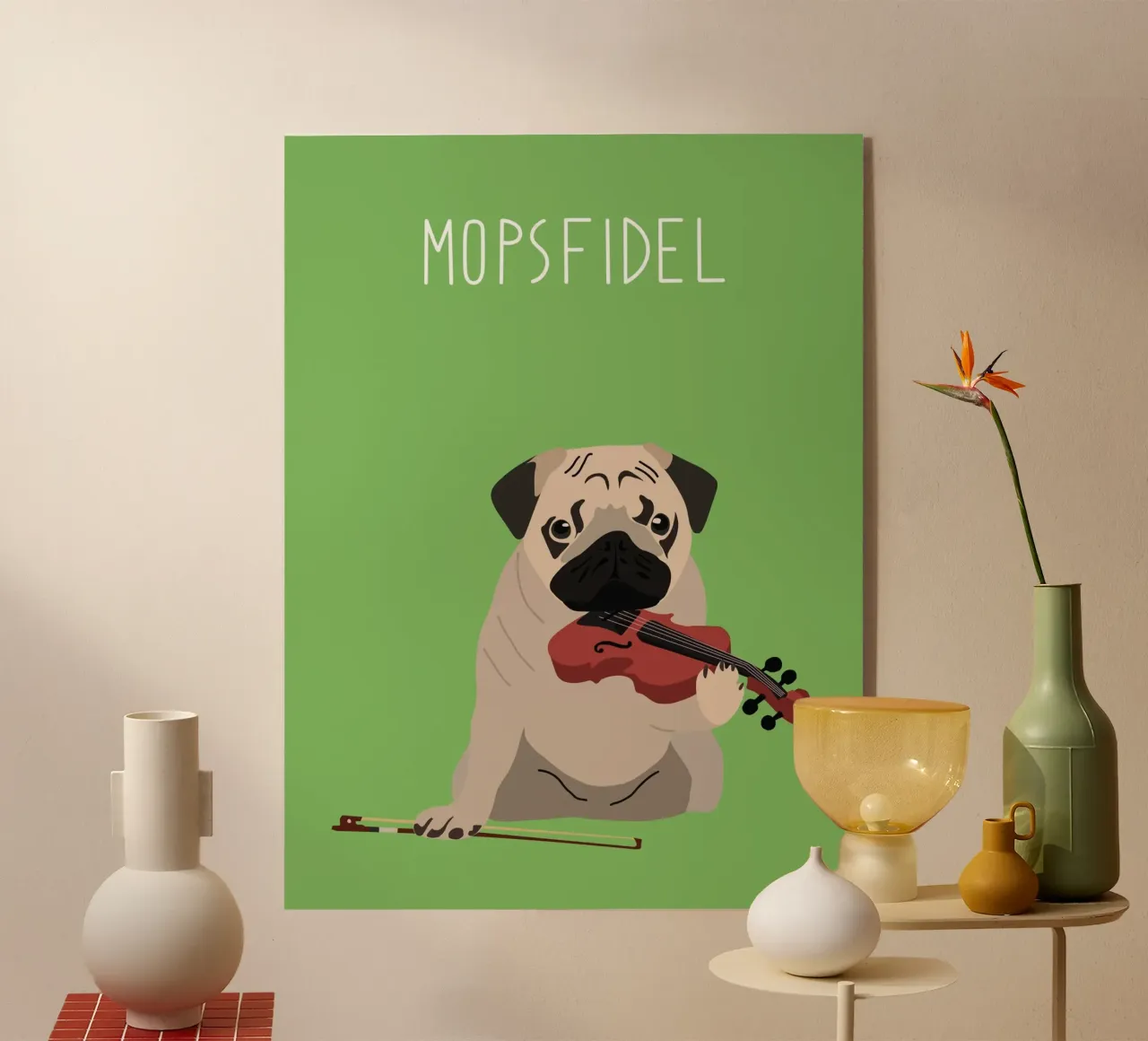 Mopsfidel plexiglas de Constanze Art Direction