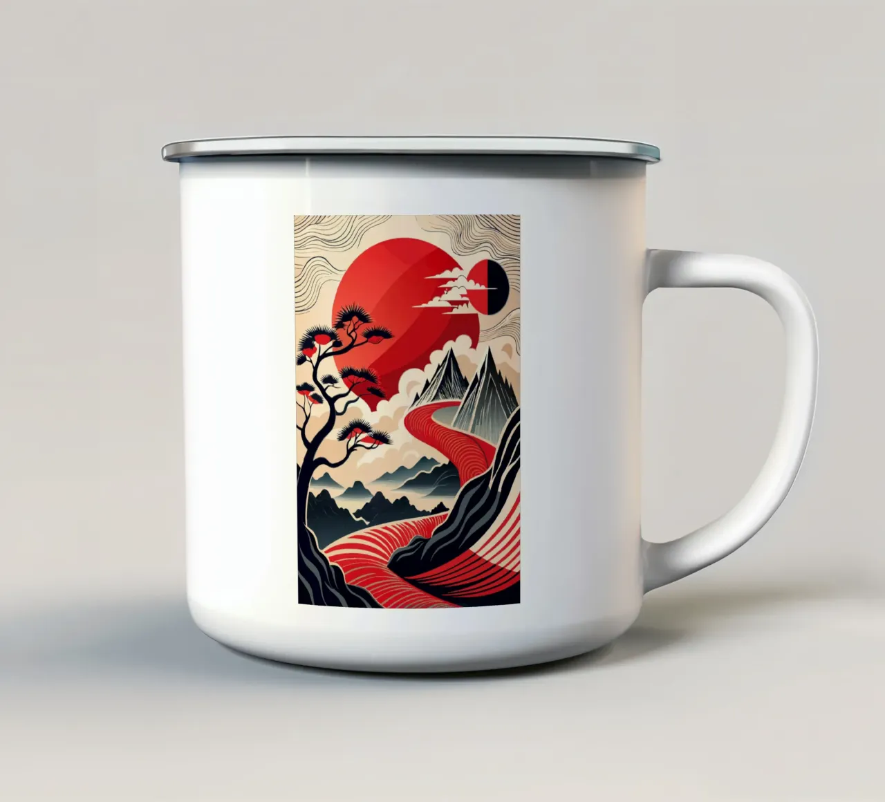 Correnti cremisi tazza in smalto da Artistic-shop