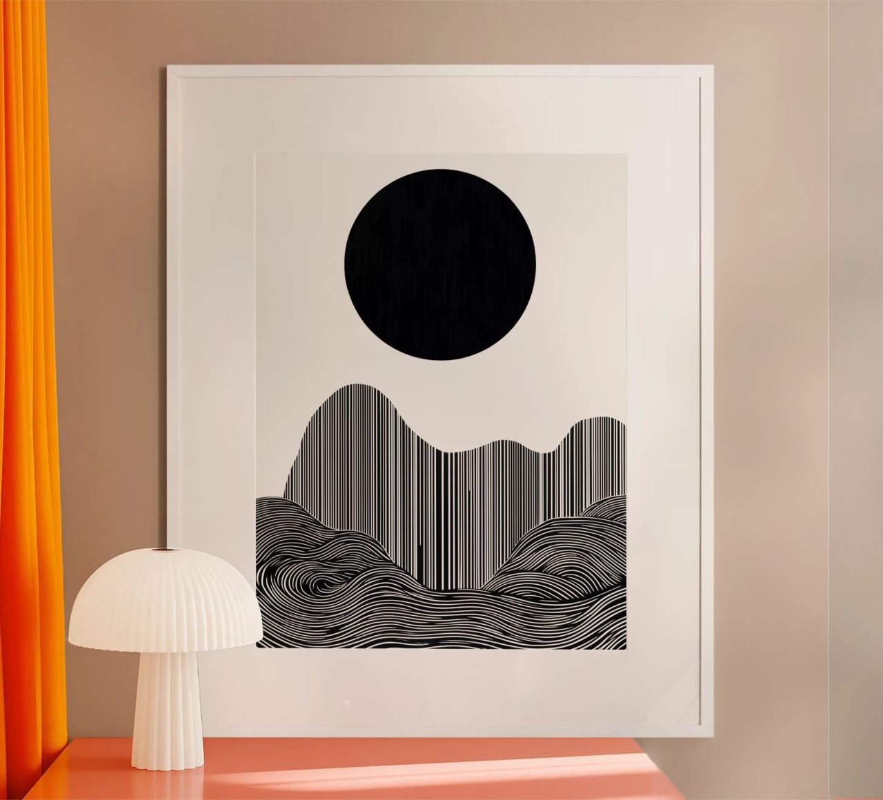 Jardin zen au coucher de soleil noir poster de Autofocus