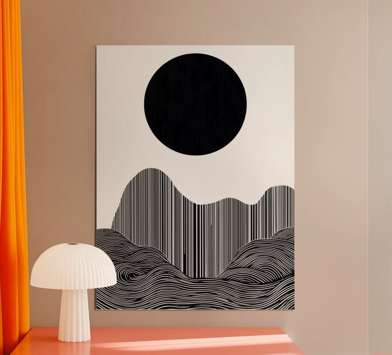 Jardin zen au coucher de soleil noir poster de Autofocus