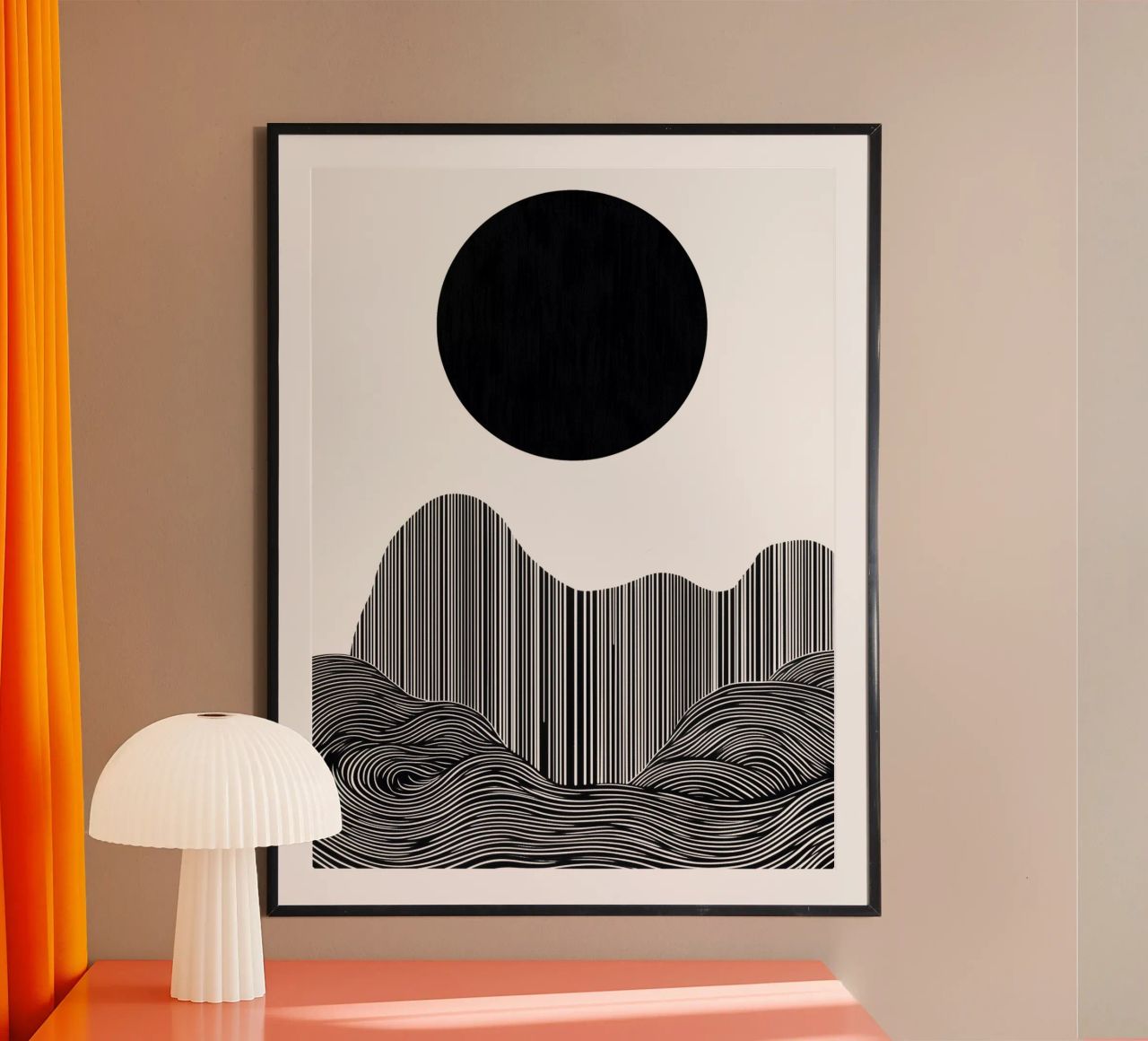 Jardin zen au coucher de soleil noir poster de Autofocus