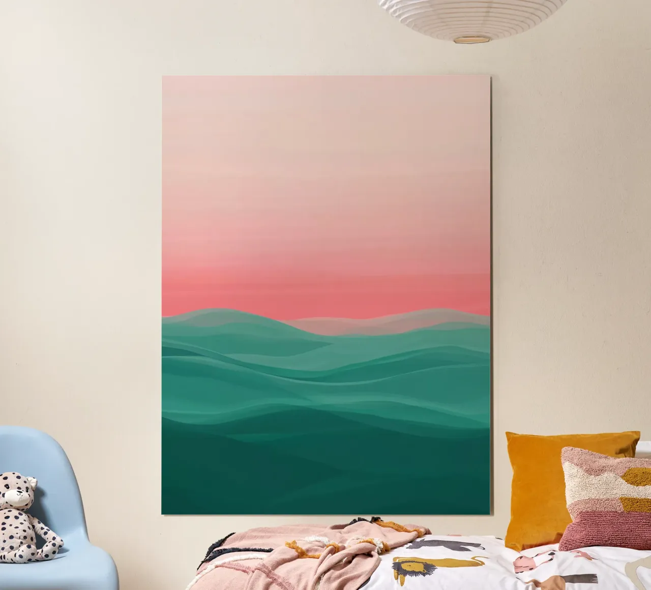 Turquoise ocean with pink sky hahnemühle by Little Things