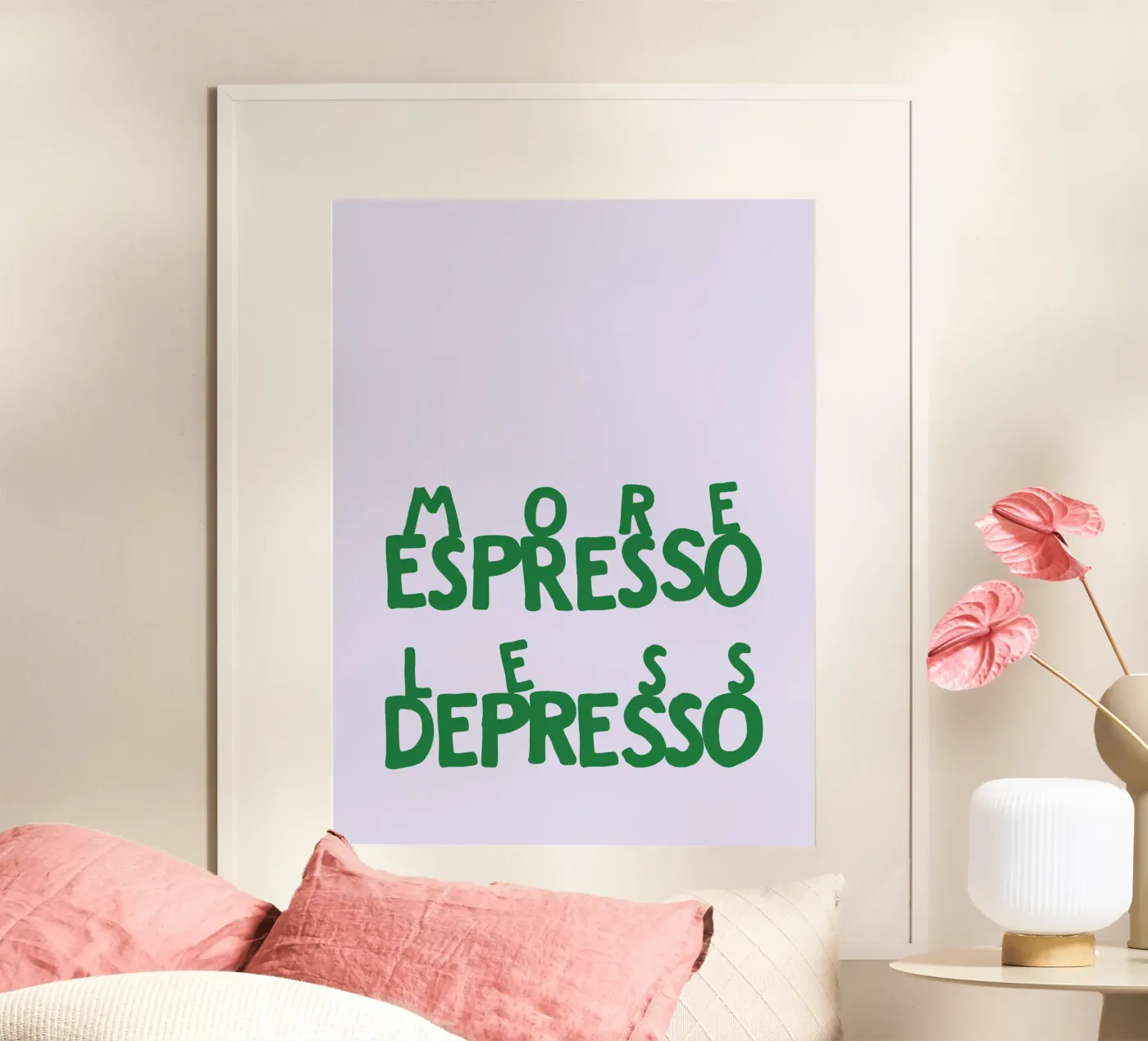 More Espresso Less Depresso poster by Blisstype