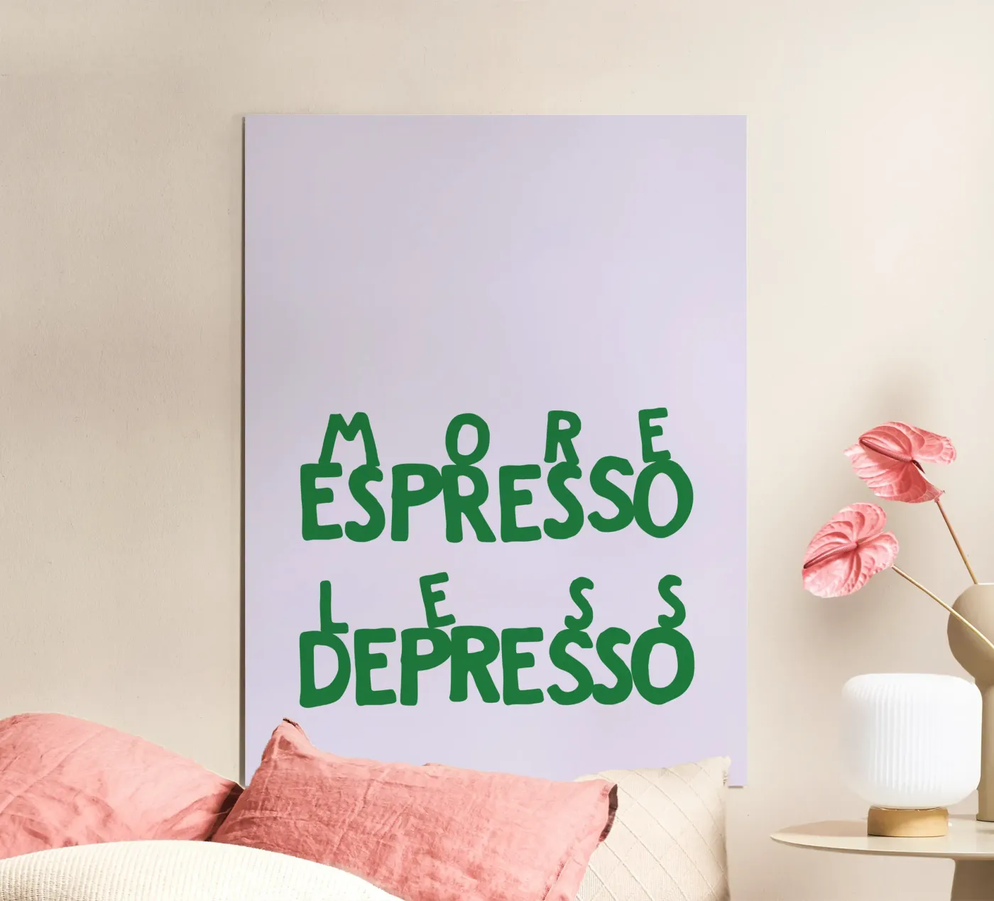More Espresso Less Depresso poster by Blisstype