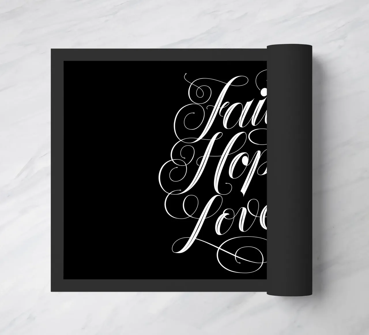 Citazione: Fede, speranza, amore. Calligrafia moderna. zerbino da CalliLetters