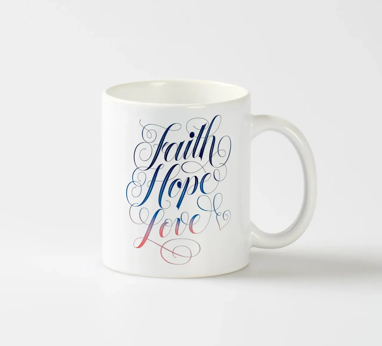 Glaube, Hoffnung, Liebe. Hand Lettering. Verspielt, elegant Keramik Tasse von CalliLetters