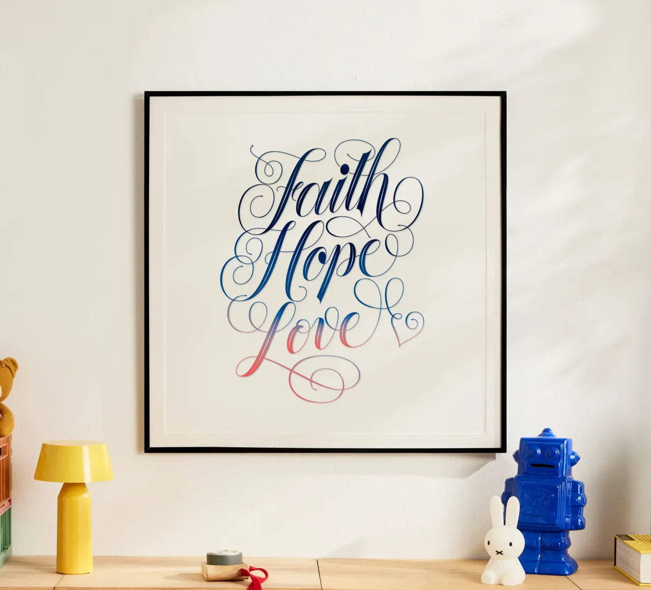 Glaube, Hoffnung, Liebe. Hand Lettering. Verspielt, elegant Poster von CalliLetters