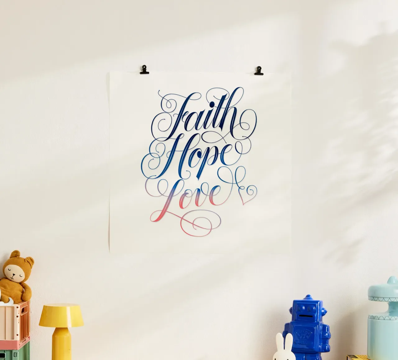 Glaube, Hoffnung, Liebe. Hand Lettering. Verspielt, elegant Poster von CalliLetters