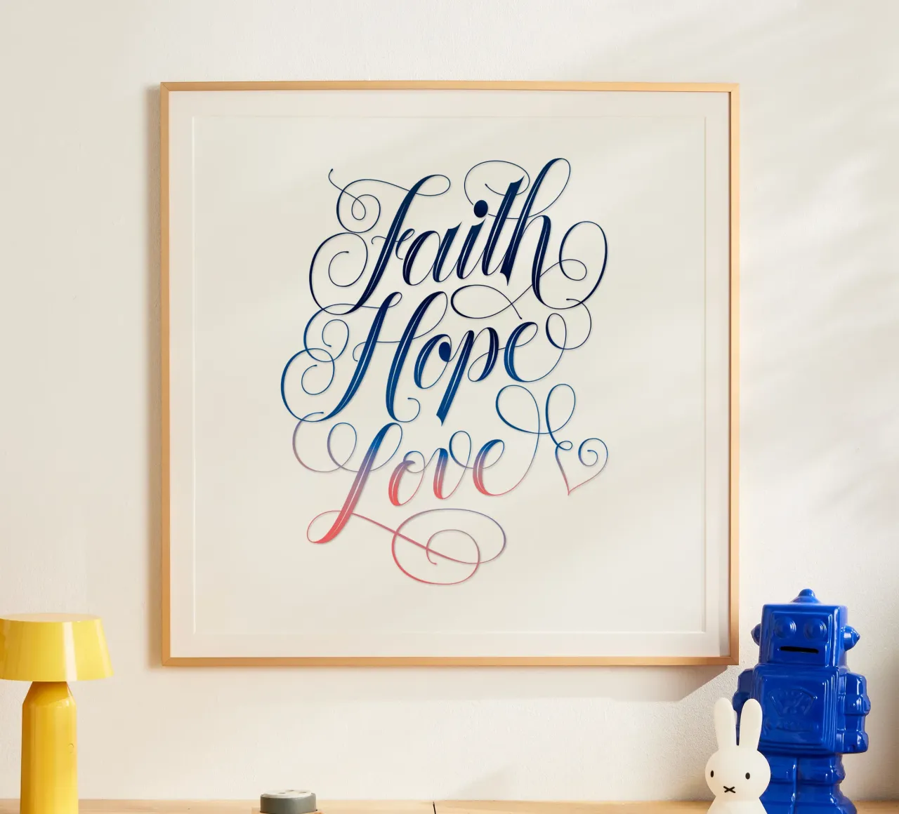 Glaube, Hoffnung, Liebe. Hand Lettering. Verspielt, elegant Poster von CalliLetters