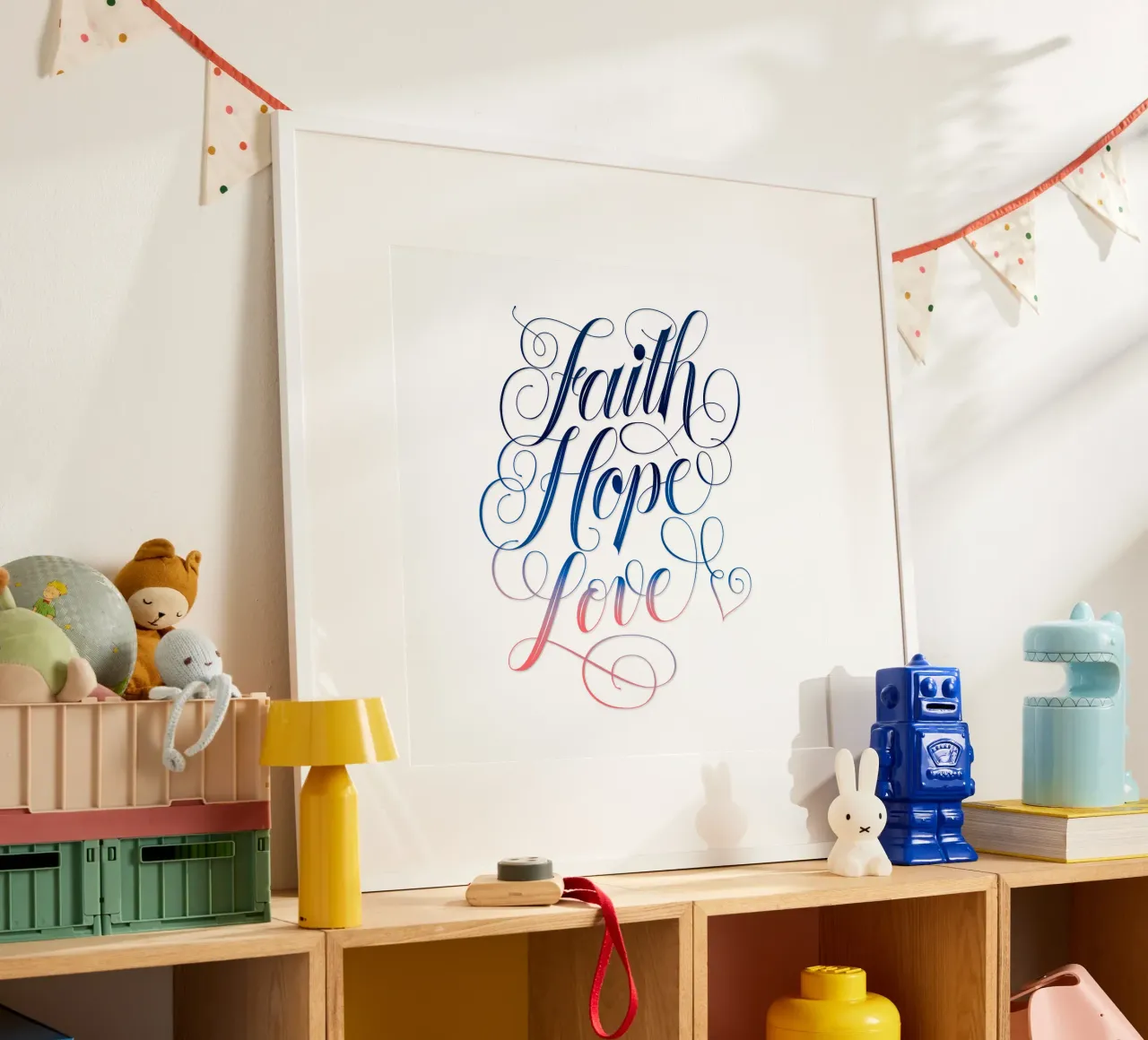 Glaube, Hoffnung, Liebe. Hand Lettering. Verspielt, elegant Poster von CalliLetters