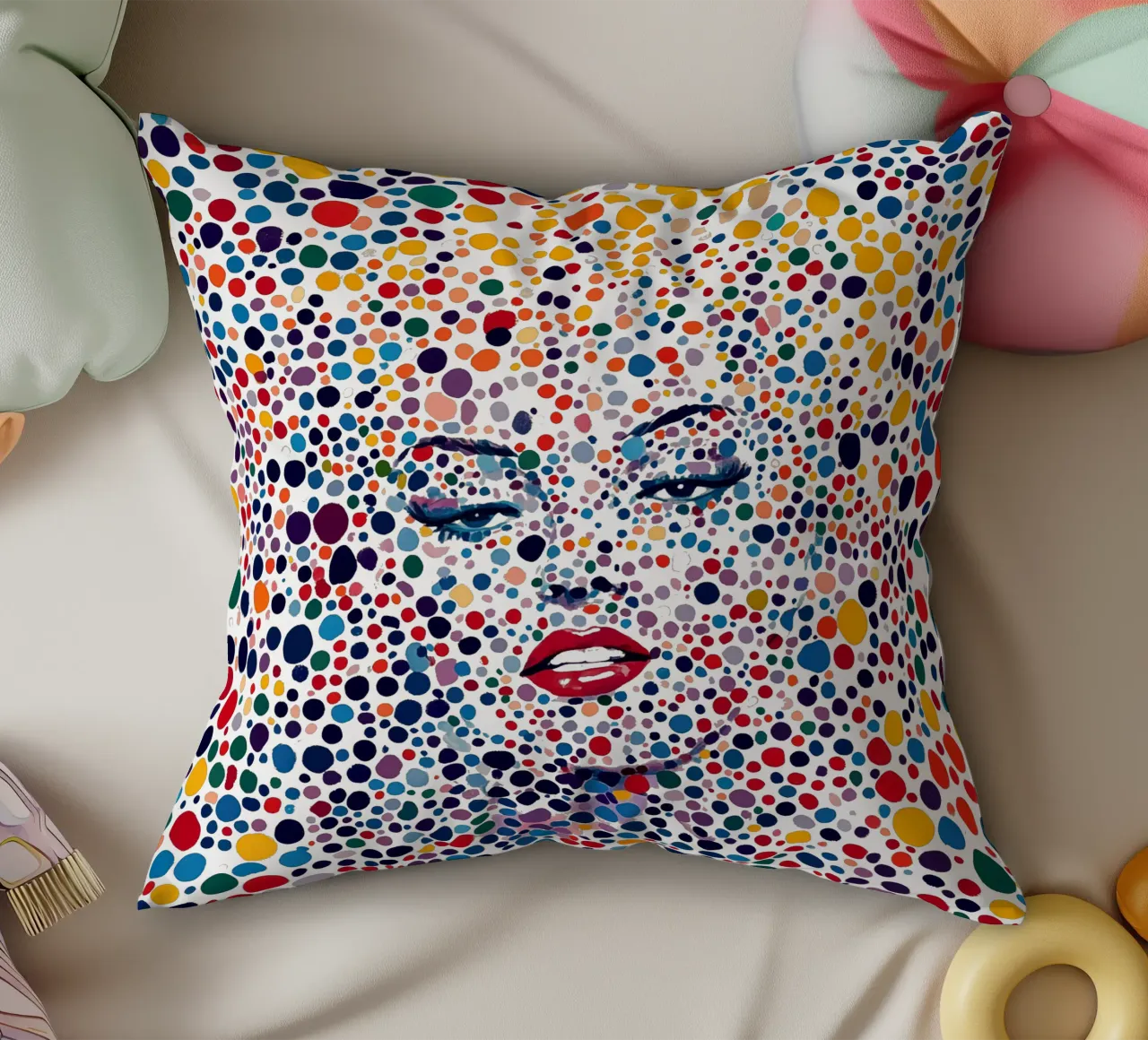 Marilyn Everywhere | Pop Art e Pointillismus cuscino da Autofocus