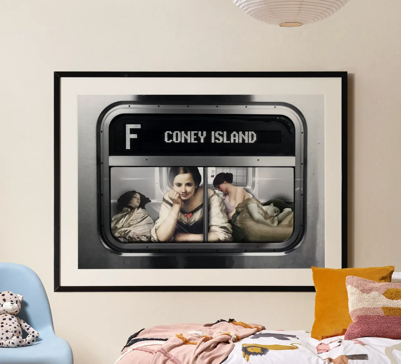 Subway to Coney Island poster con telaio in legno da Dikhotomy