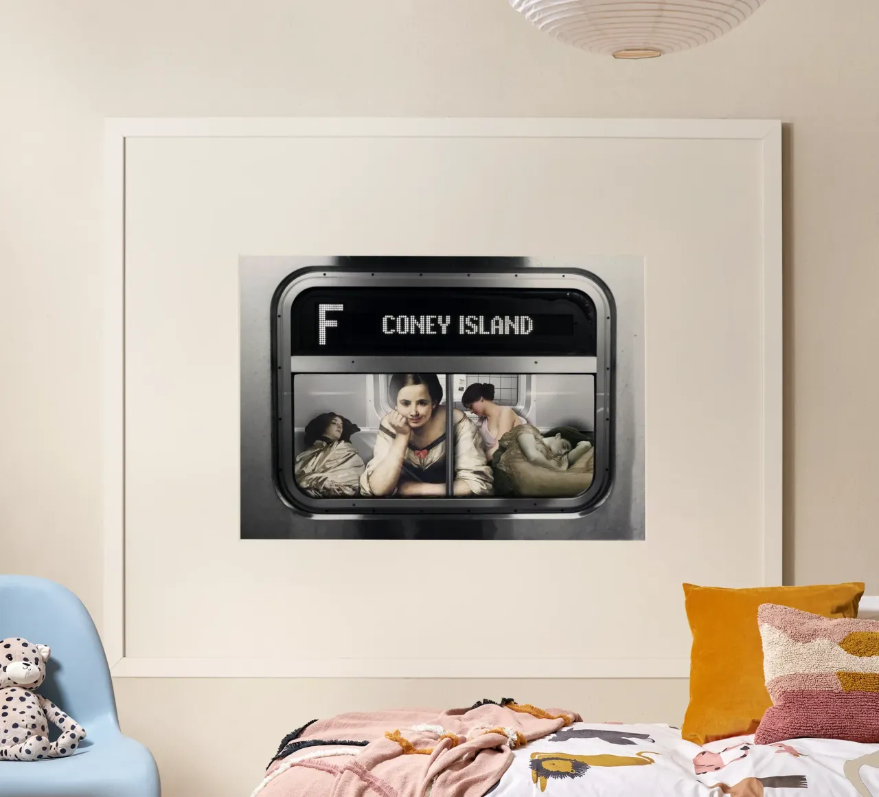 Subway to Coney Island poster con telaio in legno da Dikhotomy