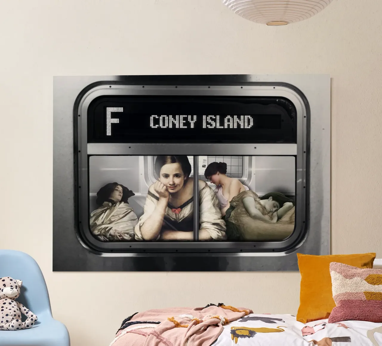 Subway to Coney Island poster con telaio in legno da Dikhotomy