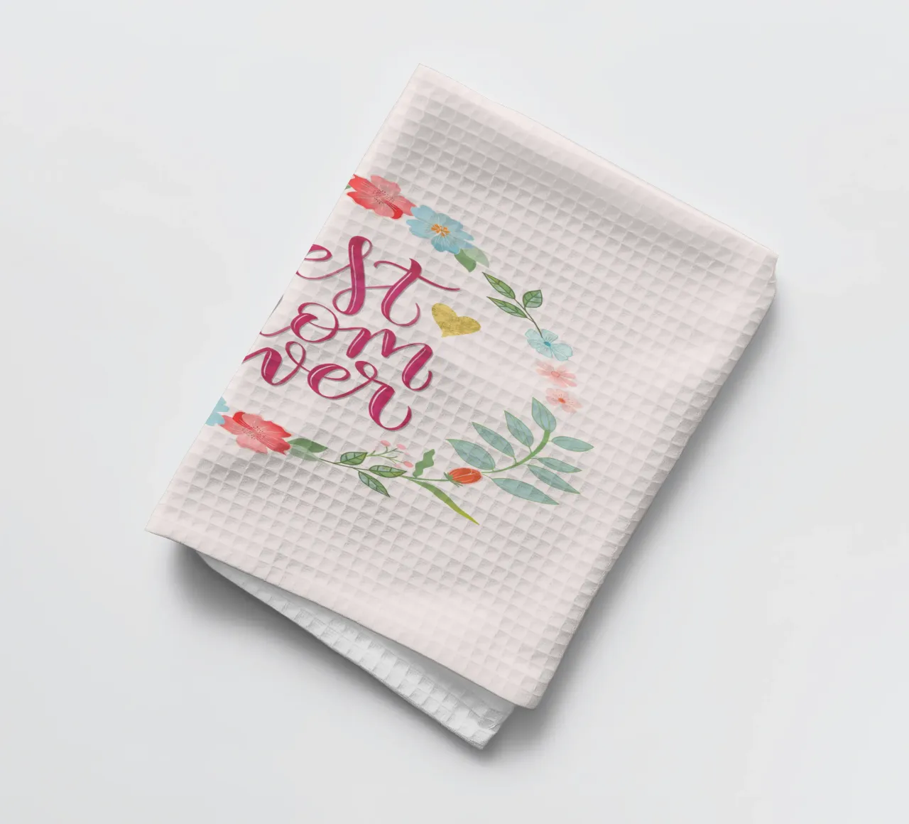 Best Mom Ever avec une adorable couronne de fleurs. Personnalisable torchon de CalliLetters