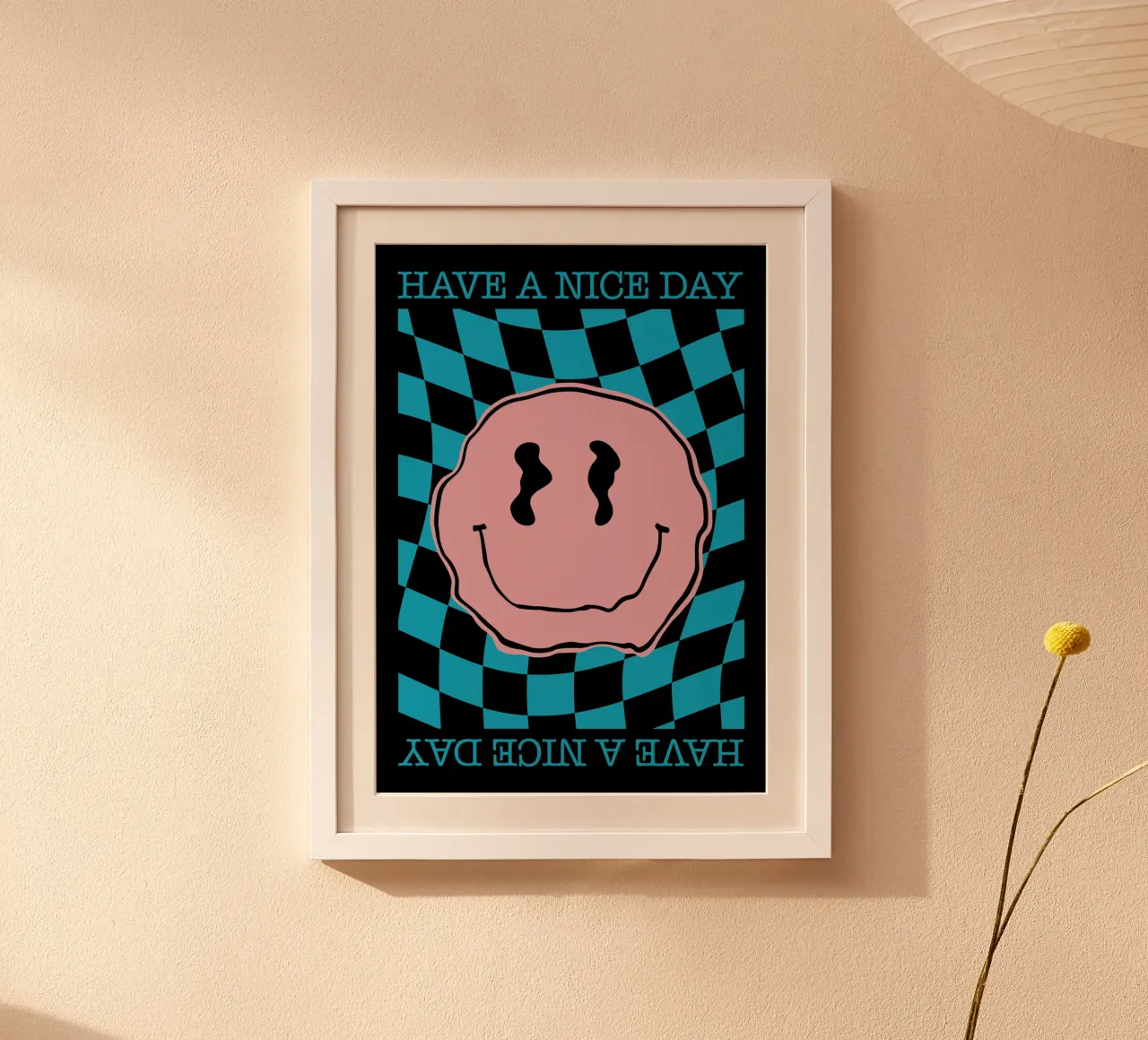 Have A Nice Day - Smiley Pink Blue poster by Emil Art Studio