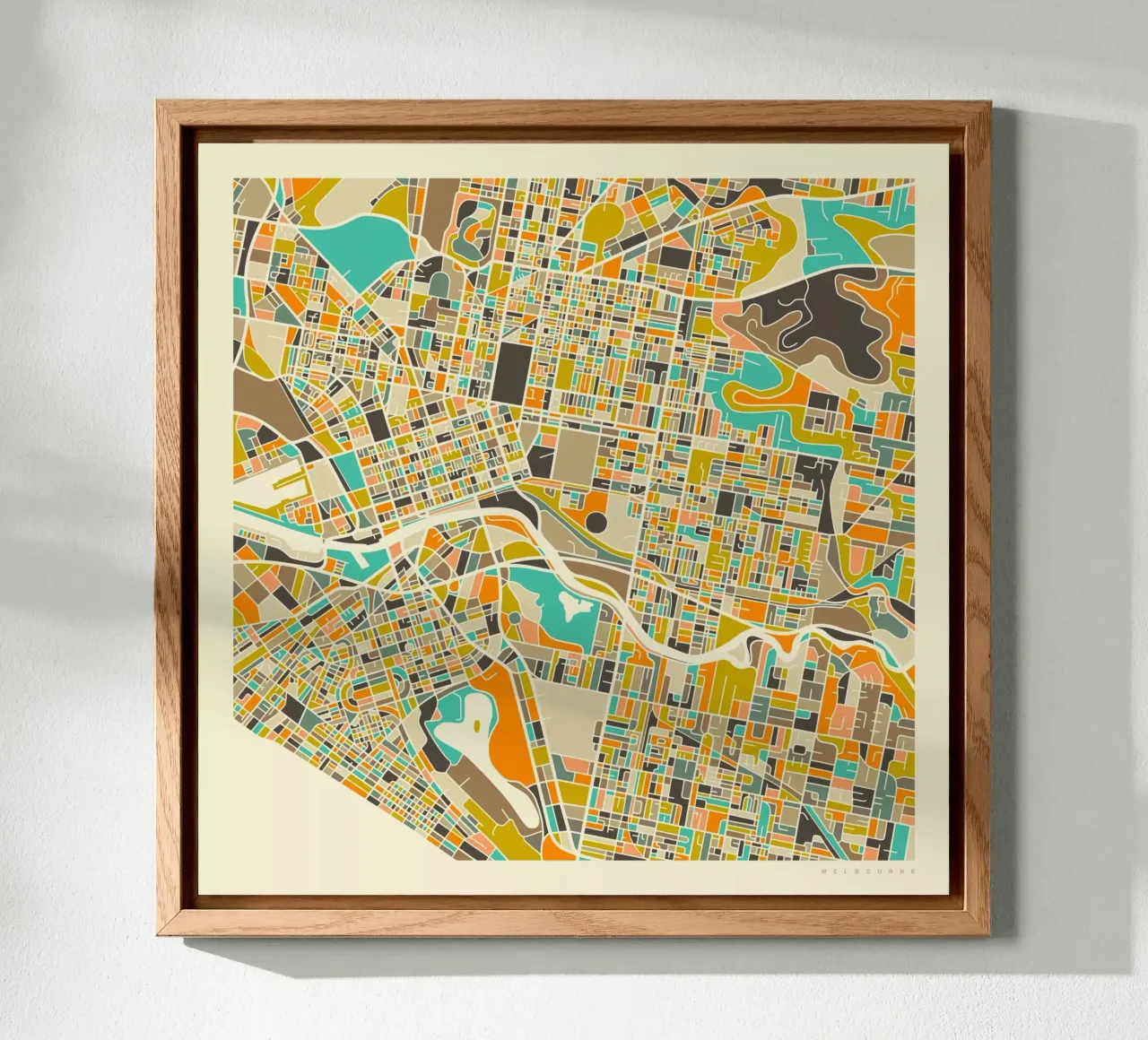 Mappa di Melbourne alluminio dibond da Jazzberry Blue
