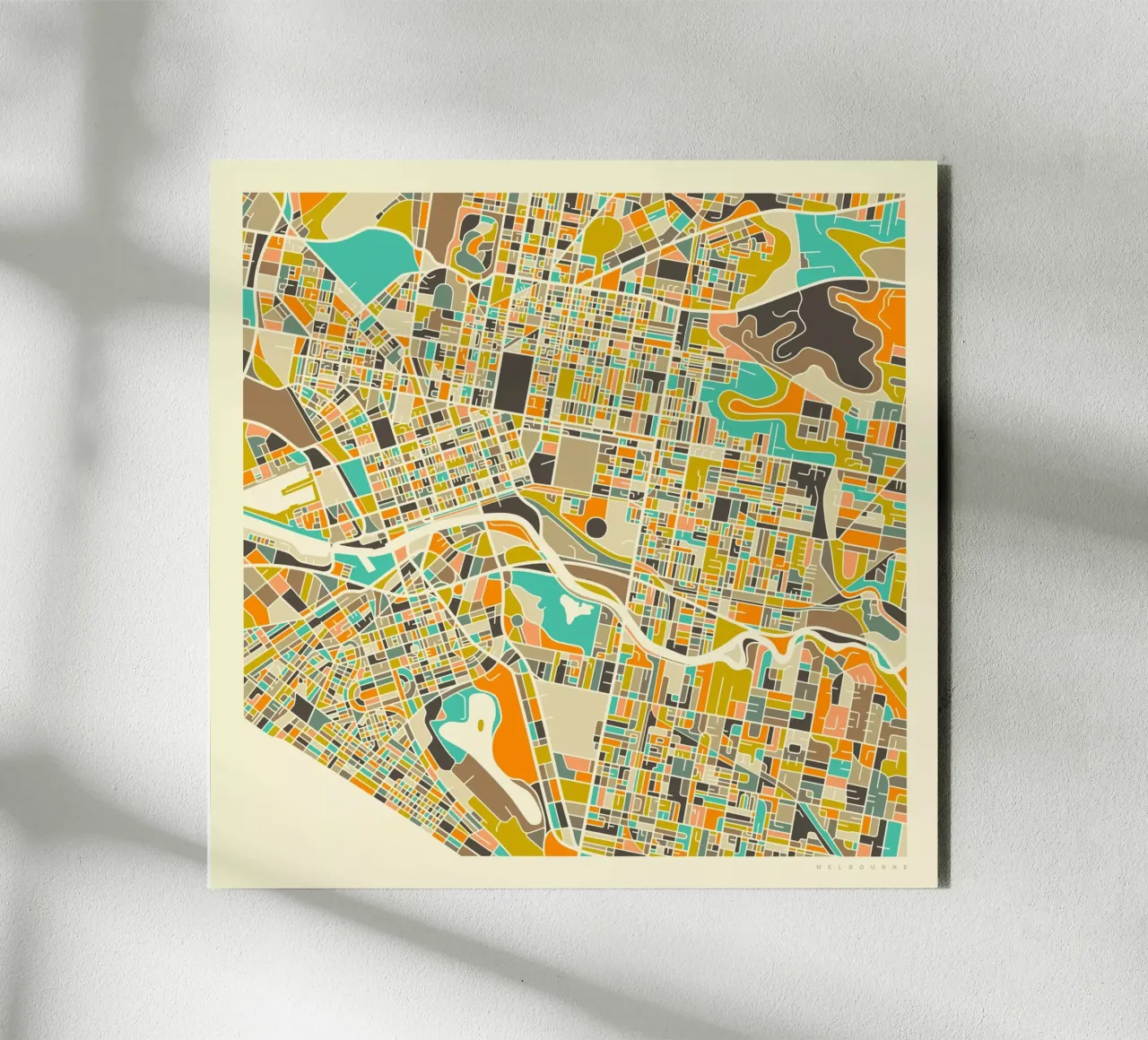 Mappa di Melbourne alluminio dibond da Jazzberry Blue