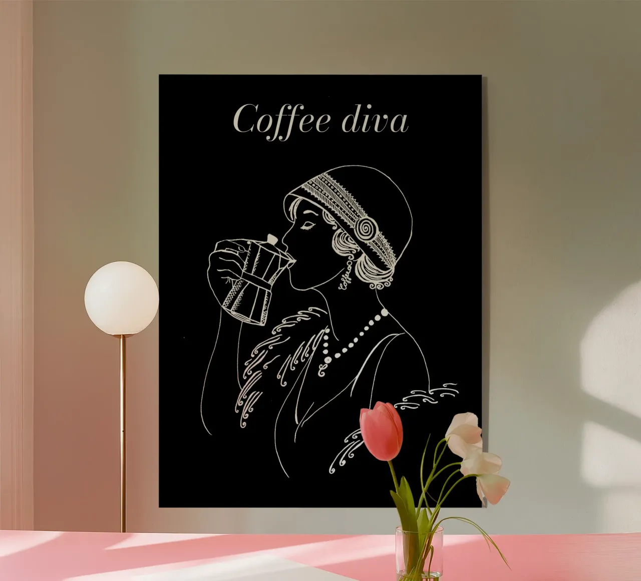 Coffee Diva plexiglass da PaperLine Art Black & White