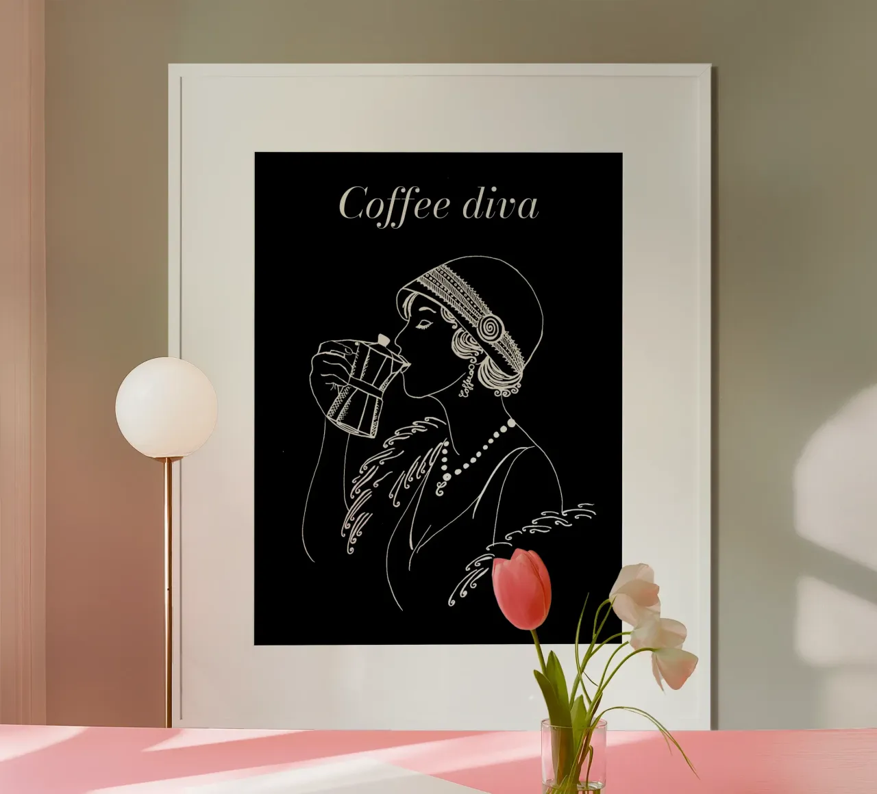Coffee Diva poster da PaperLine Art Black & White