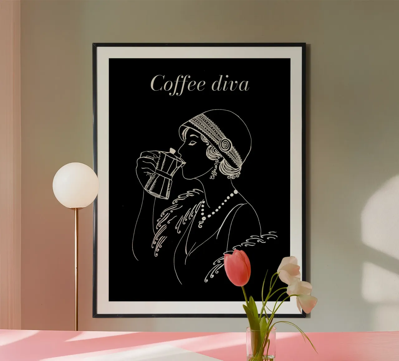 Coffee Diva poster da PaperLine Art Black & White