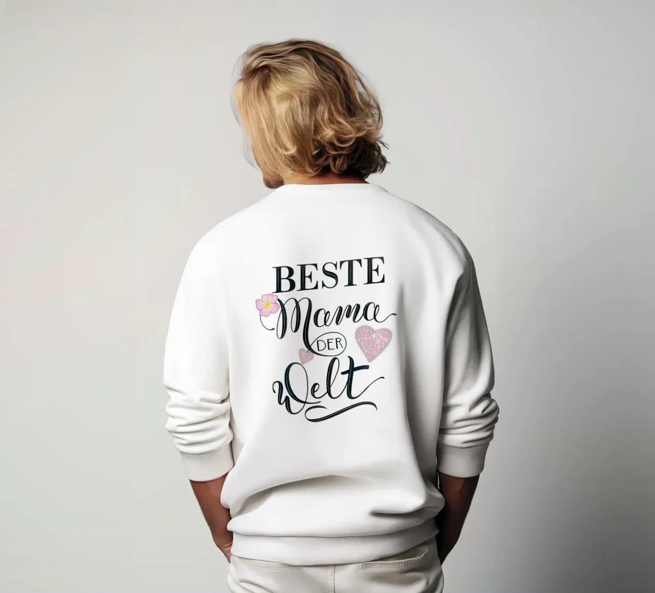 La migliore mamma del mondo. Calligrafia a pennello. Fiori e cuore. felpa da CalliLetters