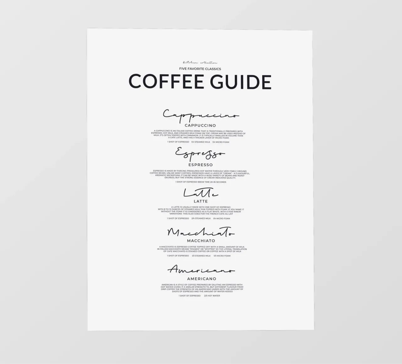 Guida al caffè - Poster sulle varietà classiche di caffè telo in pvc da Whole©