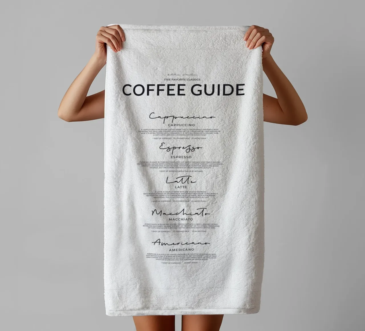 Guida al caffè - Poster sulle varietà classiche di caffè asciugamano da bagno da Whole©