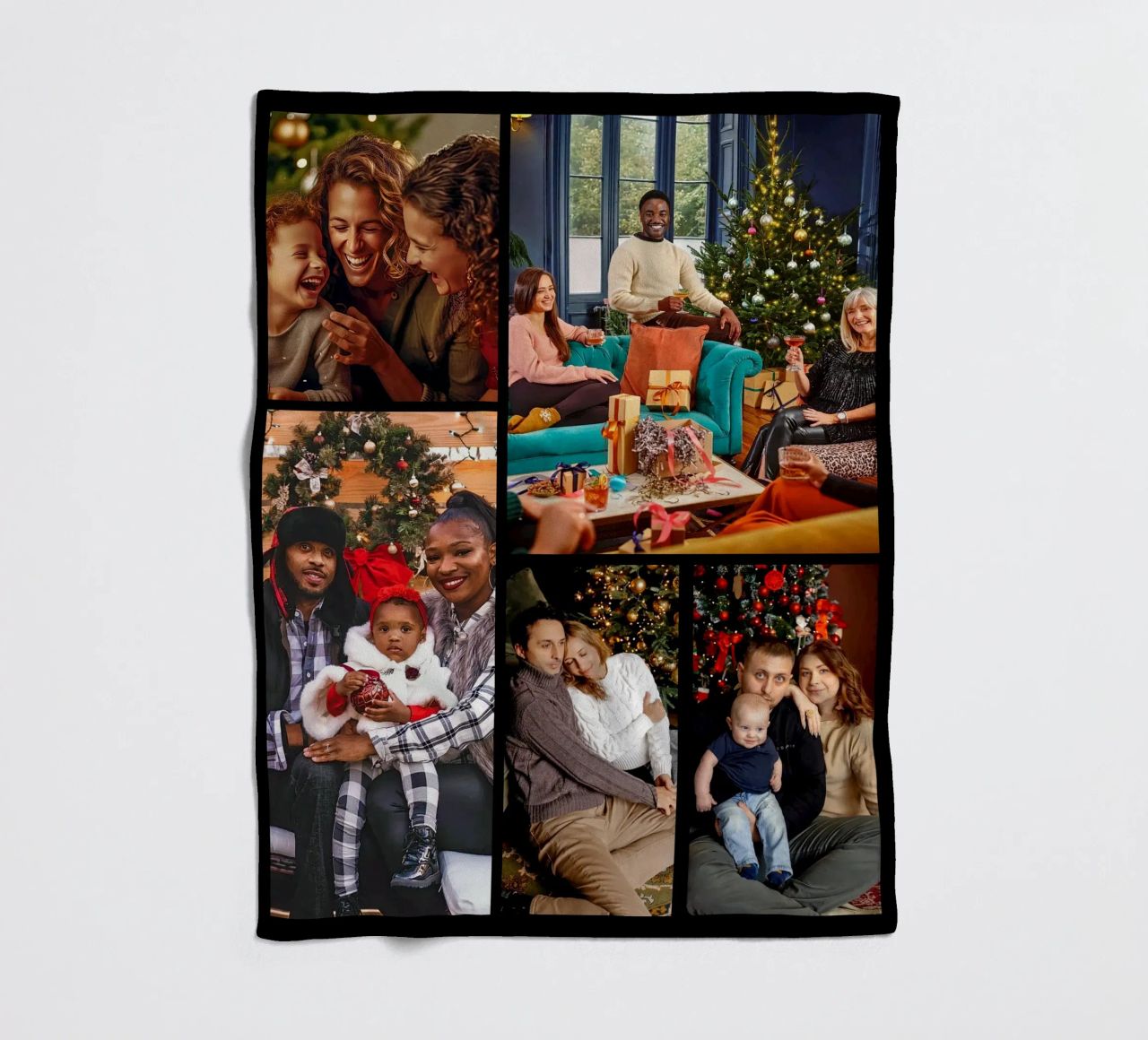 Gepersonaliseerde kerst fotocollage op maat 5 fleecedeken van Shark Printables