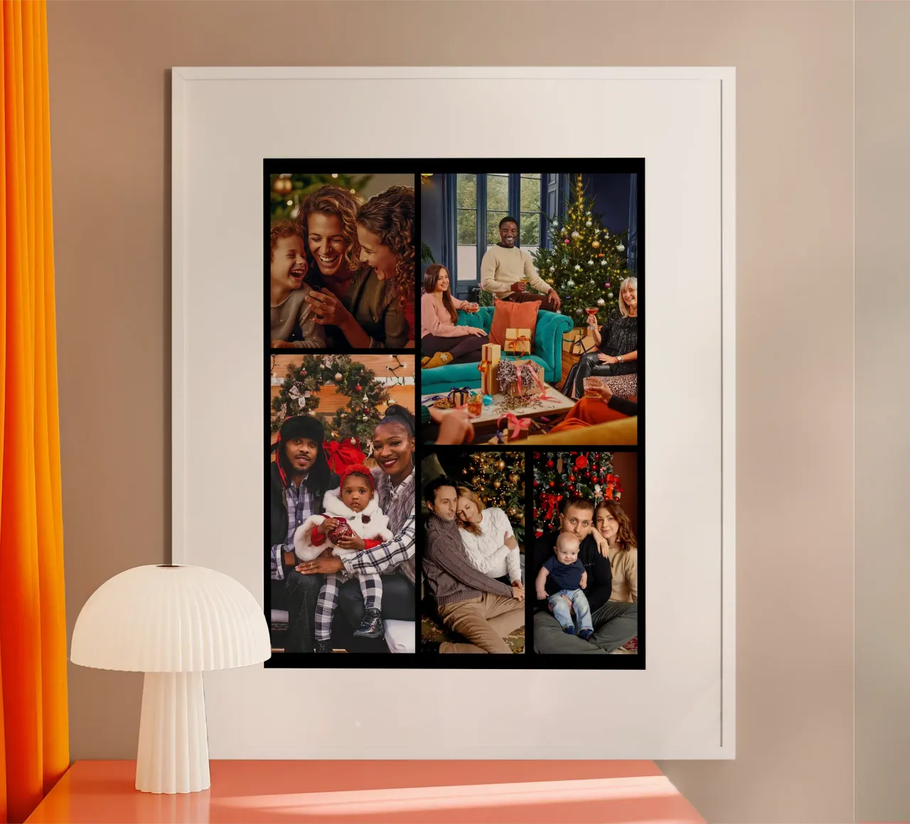 Gepersonaliseerde kerst fotocollage op maat 5 poster met aluminium frame van Shark Printables
