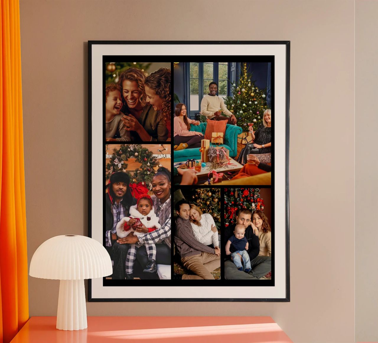 Gepersonaliseerde kerst fotocollage op maat 5 poster met kunststof frame van Shark Printables