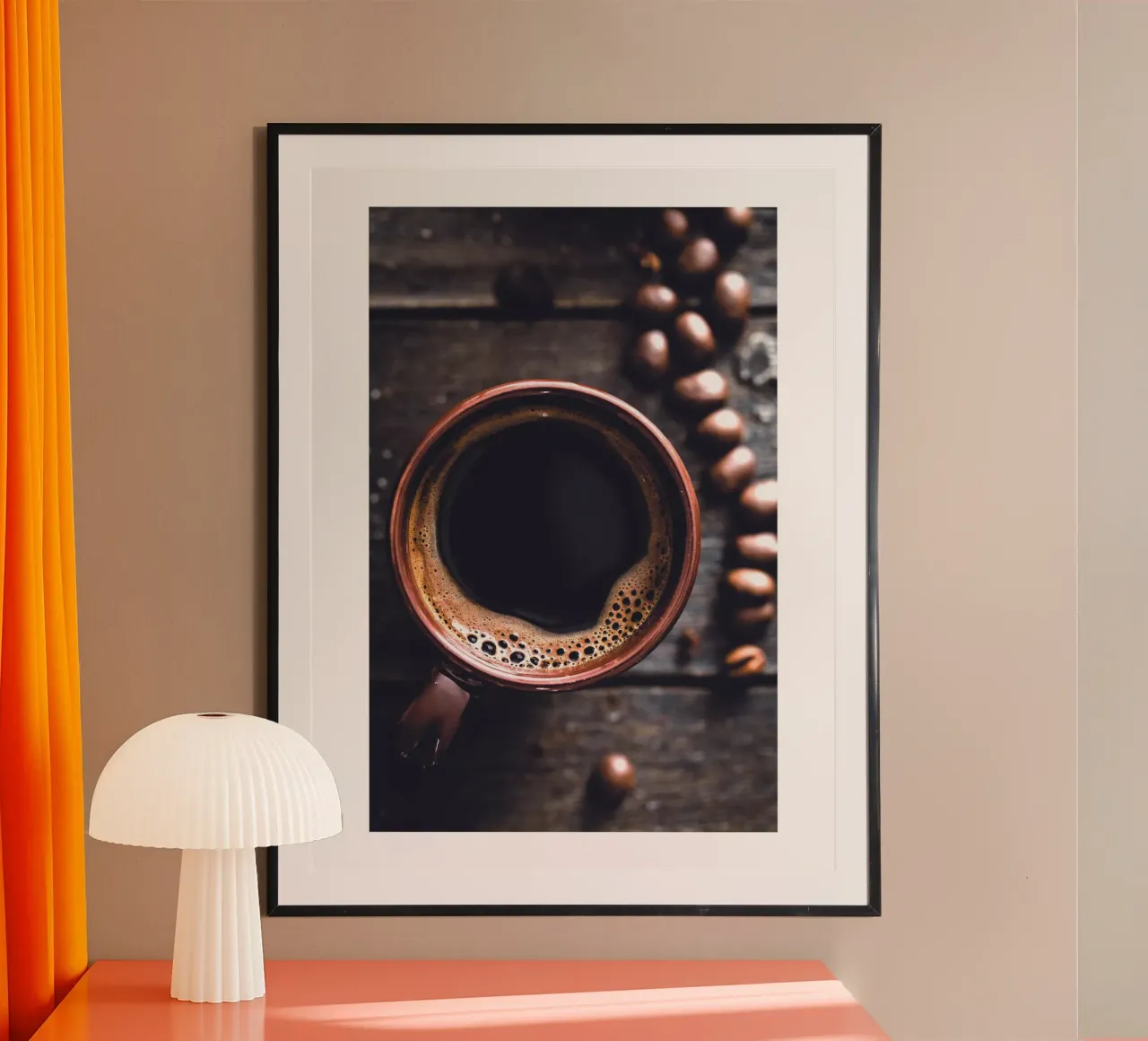 Espresso Vibes - Fotografia d'arte sul caffè poster con telaio in alluminio da Whole©