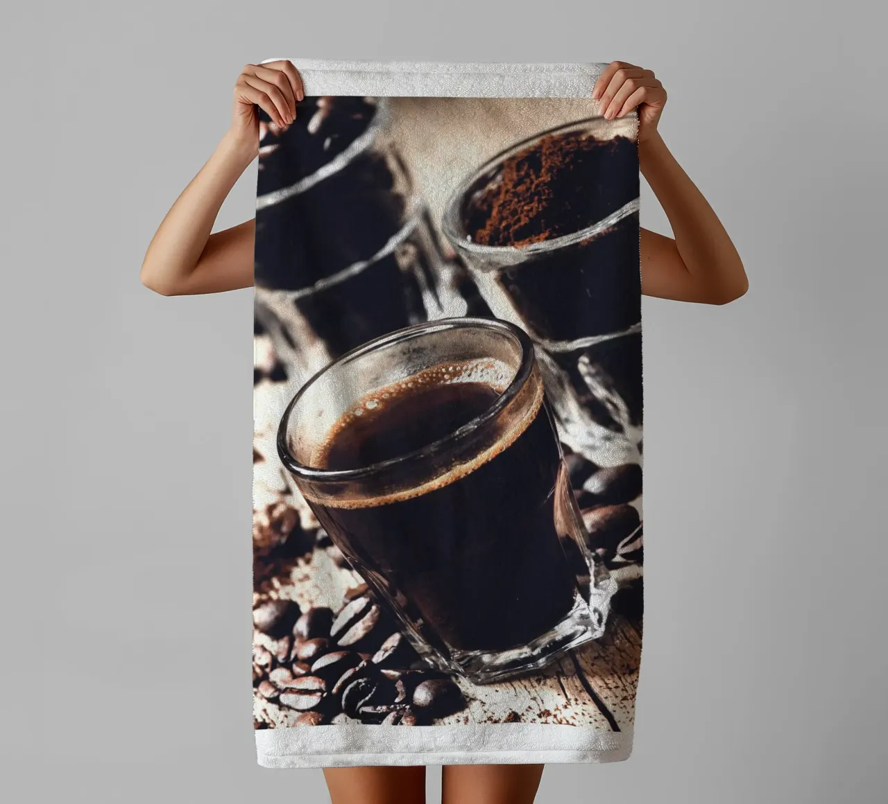 Momenti di caffè - Arte del caffè rustica asciugamano da bagno da Whole©