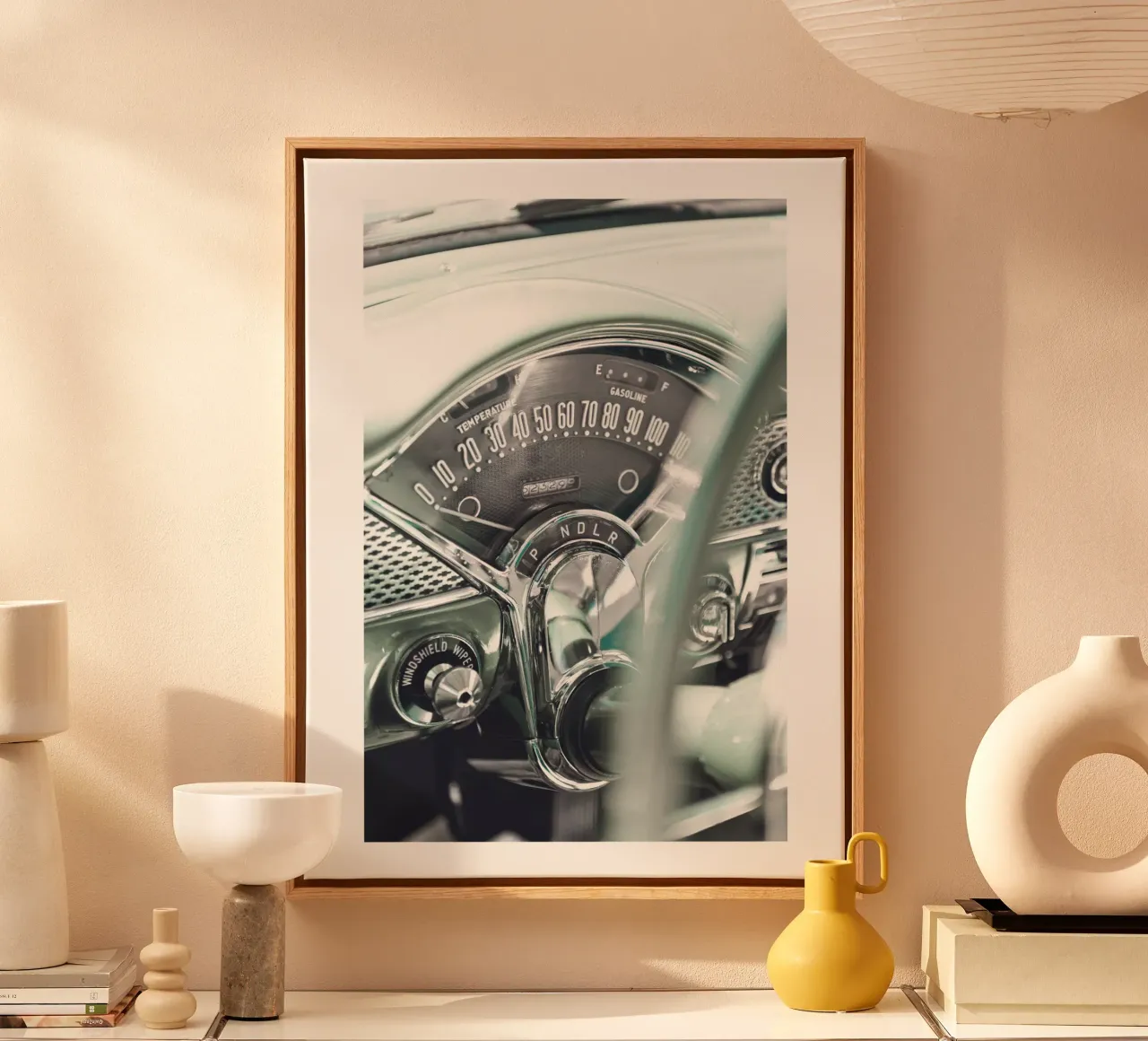 Cruscotto retrò - Arte dell'auto d'epoca tela con Cornice a cassetta da Whole©