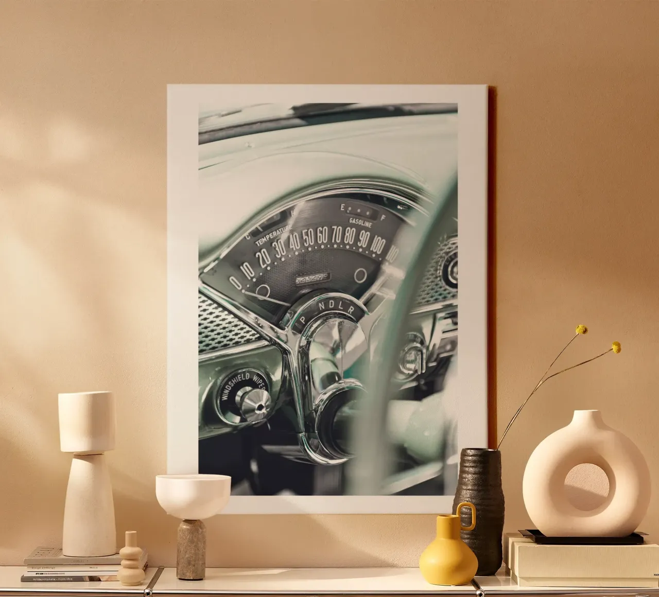 Cruscotto retrò - Arte dell'auto d'epoca tela con Cornice a cassetta da Whole©