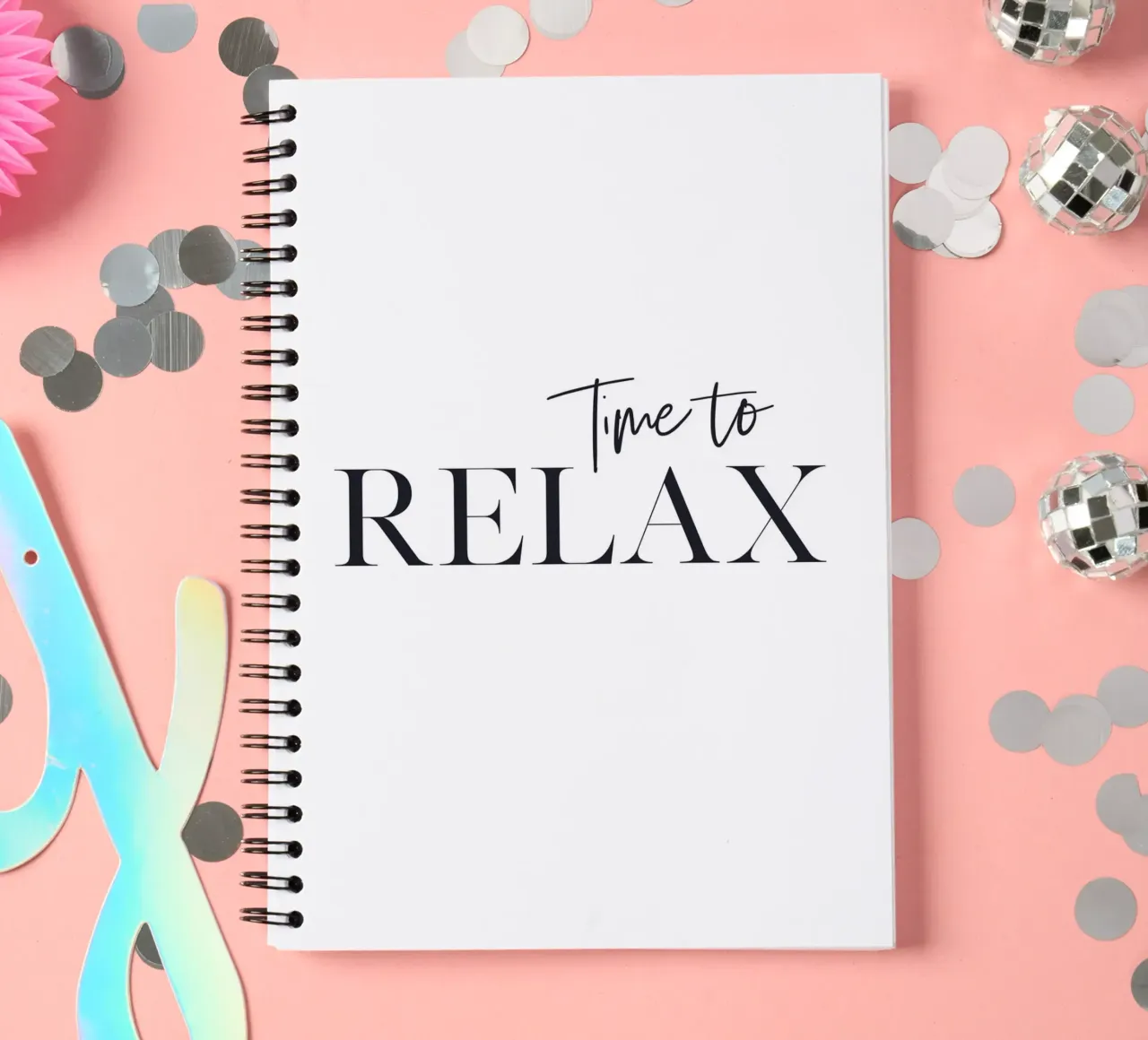 Time to Relax - Minimalist typography design spiral notebook by Whole©